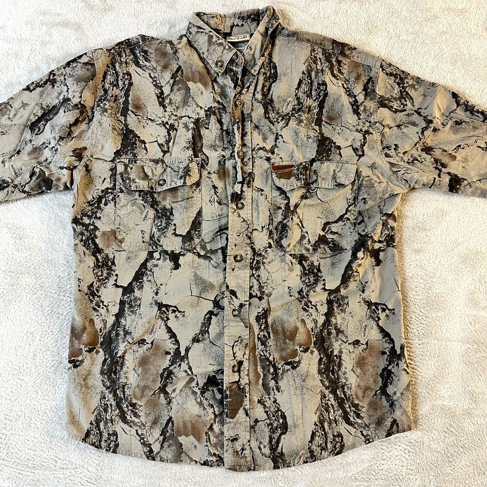 Woolrich Guide Collection Fisherman's Knit Cotton Shirt Mens Long Sleeve‎ Size L